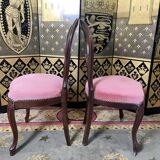 Suite of 6 Louis Philippe pink velvet chairs