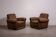Mickey armchairs by Baxter Italy in camel Nabuk leather, around 1998.