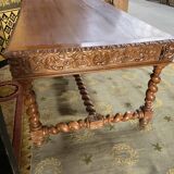 Office style Louis XIII solid oak carved restored