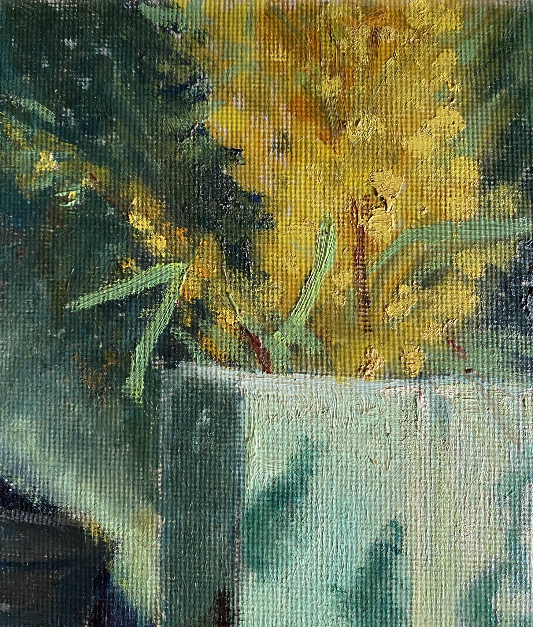 HSP painting "Bouquet of forsythia with lemons" signed A. Gabillet 1942