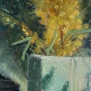 HSP painting "Bouquet of forsythia with lemons" signed A. Gabillet 1942