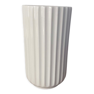 White ribbed Lyngby vase, design Michael Bang