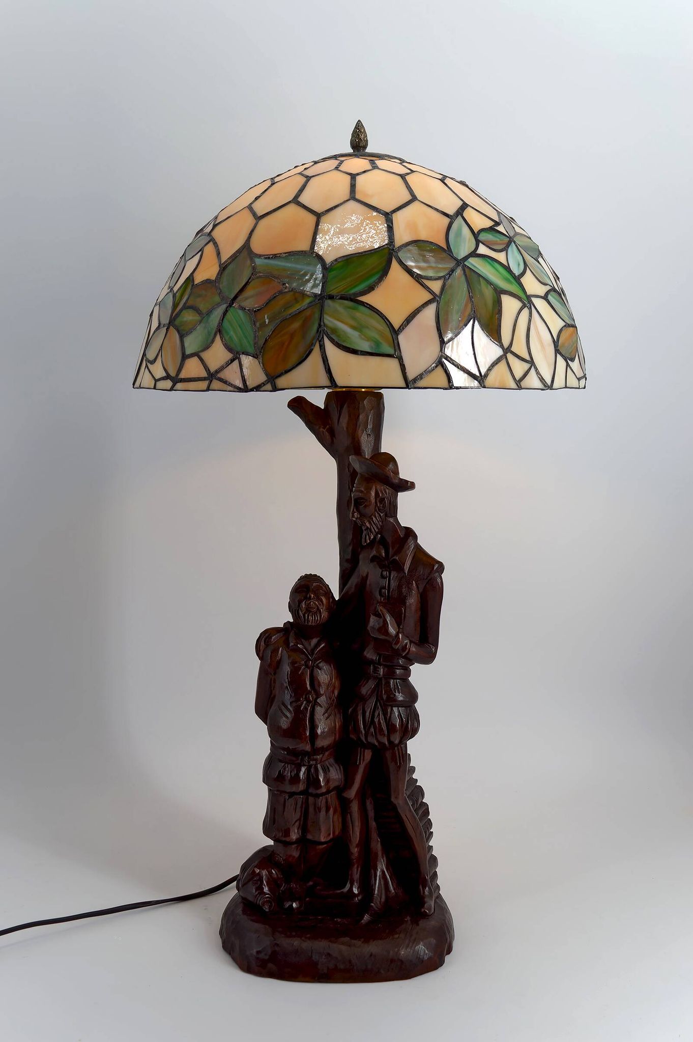 Sculptural lamp "Don Quixote, Sancho Panza", Black Forest, around 1950