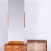 Art Deco Dressing Table in Rosewood and Walnut Veneer with Mirror, France, 1920s