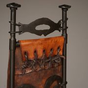 Chaise d'appoint en fer et cuir par Sido et François Thévenin, années 1980
