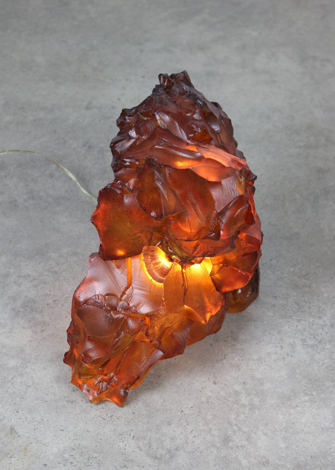 Vintage Italian Orange Sculpture Lamp, 70s