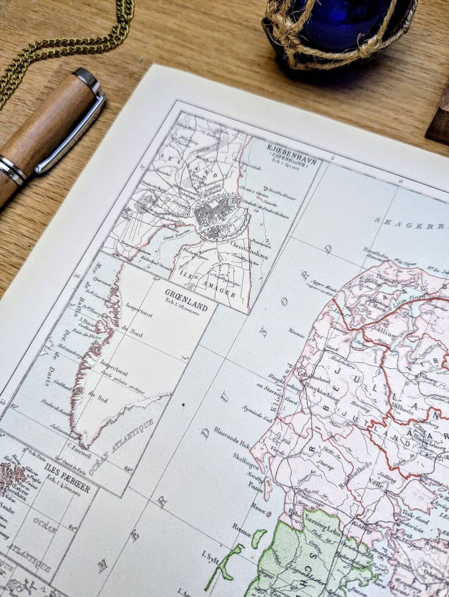 Denmark and dependencies, period map, 1887, Authentic