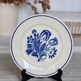 Assiette à dessert ancienne faïence Badonviller – Décor fleurs bleues