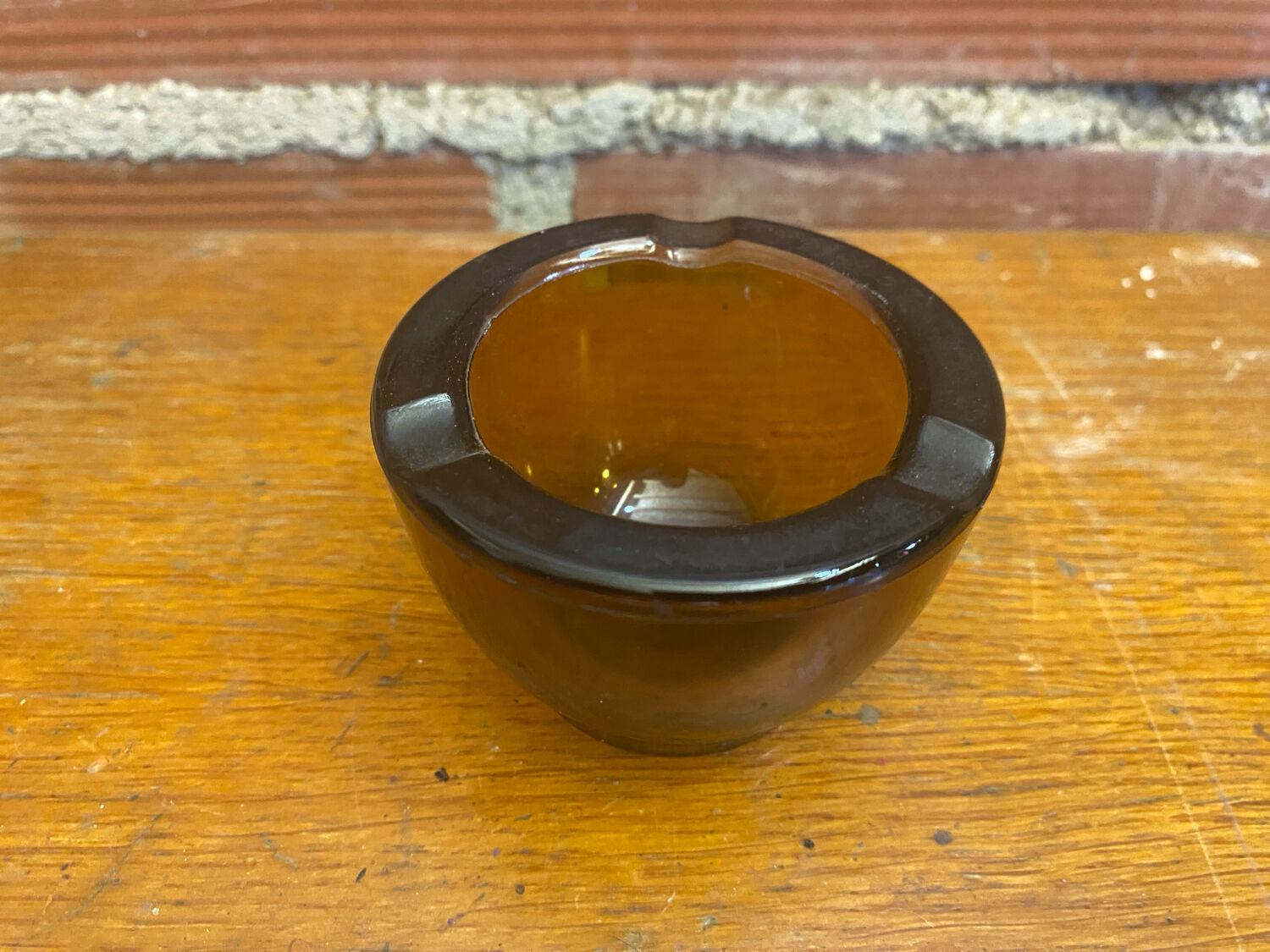 Antique Ashtray Glassware BRUSH Old Rouen Molded Glass France Vintage