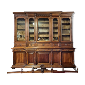 Renaissance style library in solid walnut around 1850