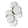 6 assiettes plates en porcelaine blanche et argentée, service "Casablanca"