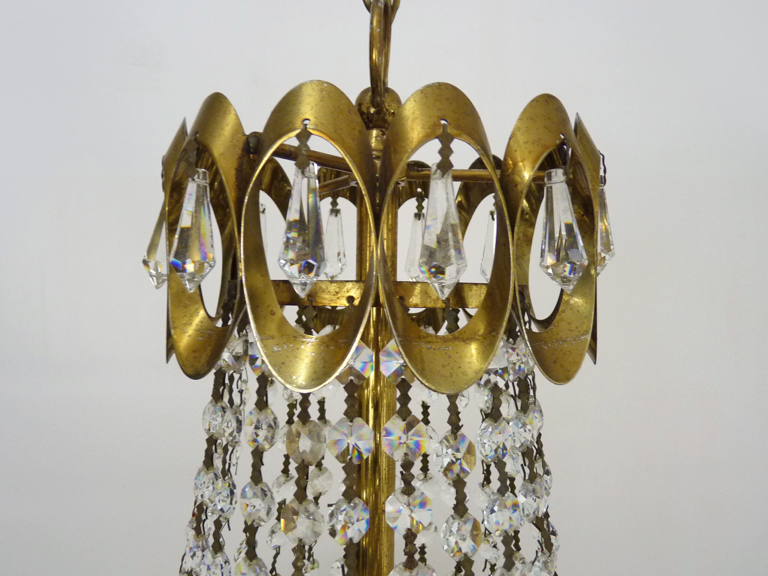 Old hot air balloon chandelier, glass tassels