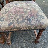 6 chaises à manger Louis XIII bois massif torsadés et tissu écru du 19ème