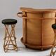 Rattan bar and stools, France 1960s, set of 3