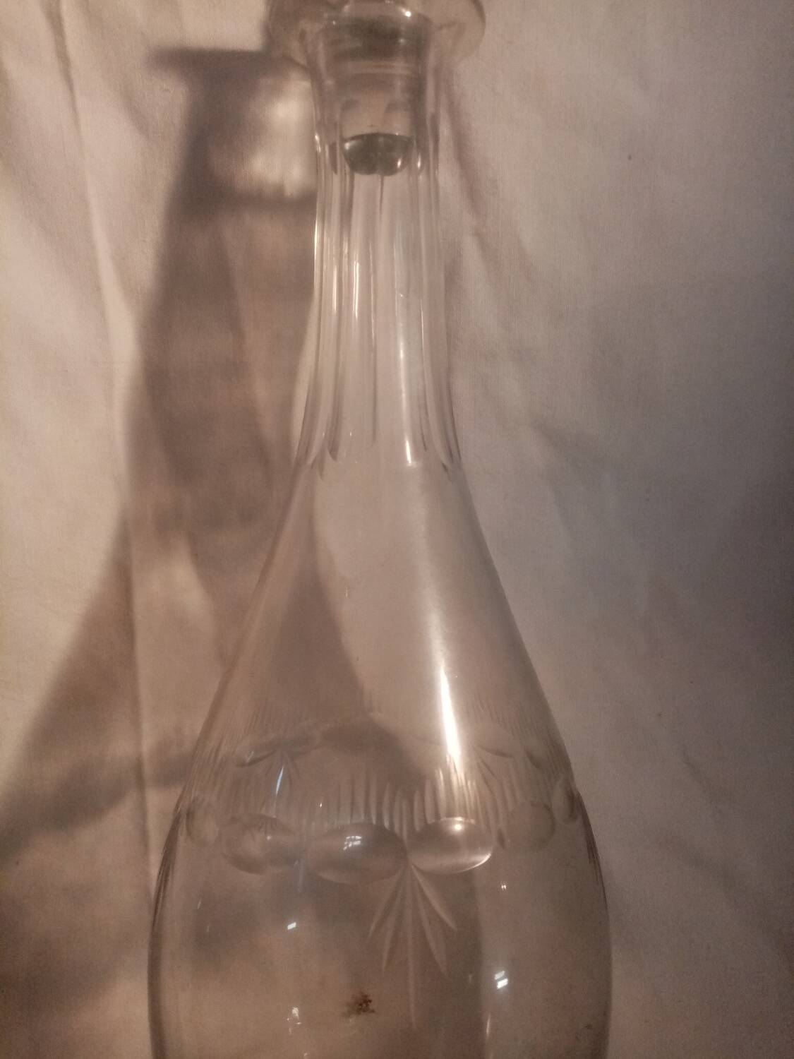 Antique Portieux cut crystal carafe signed