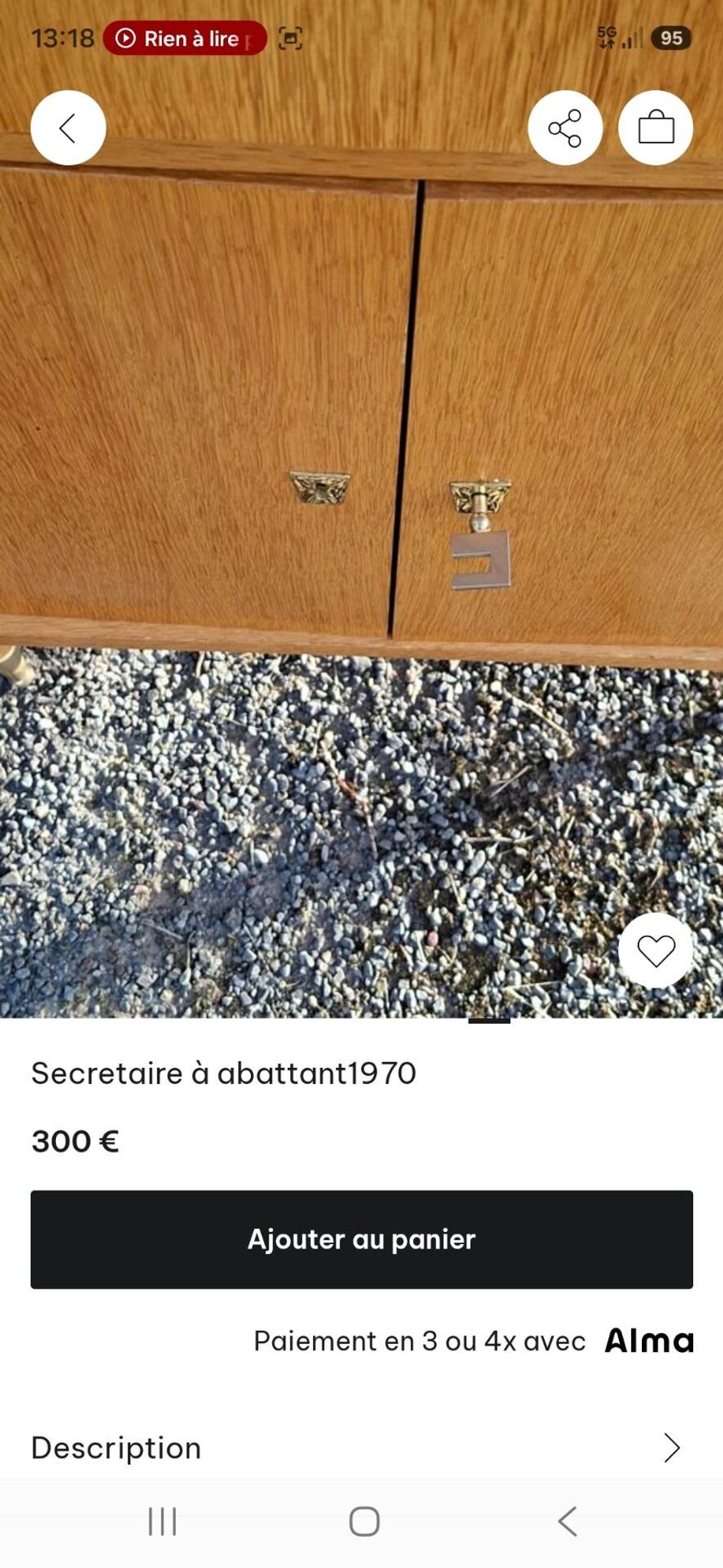 Secrétaire à abattant vintage 1970