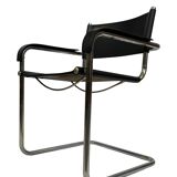 Set of 4 bauhaus cantilever chairs black leather and chrome design