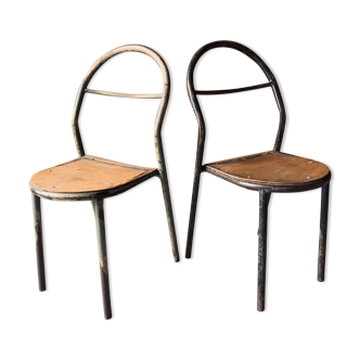 Lot de 2 chaises Mobilor 1950 métal et bois