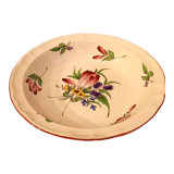 Hollow and round dish, Lunéville porcelain service, flowers (tulip, rose) early twentieth century