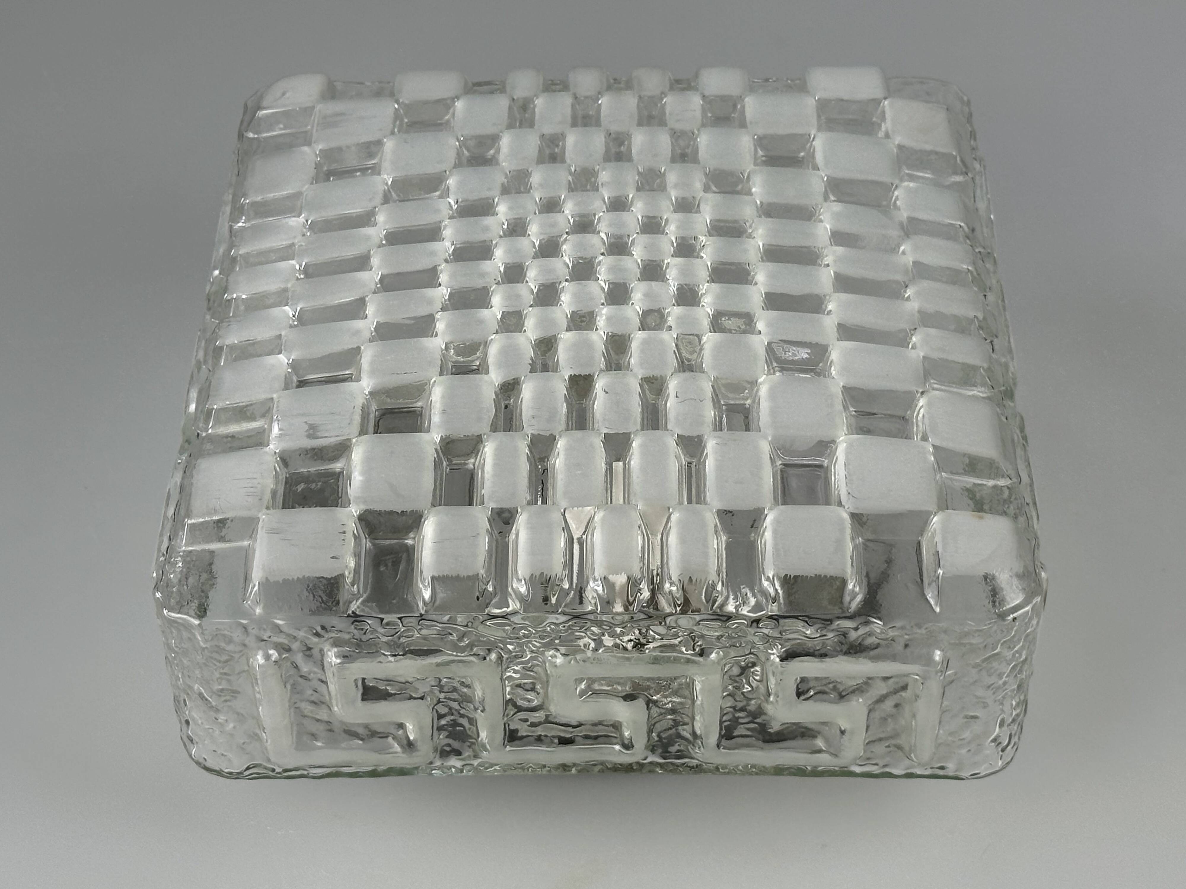 1960s 1970s Lamp Light Ceiling Flush Mount Glass German Design