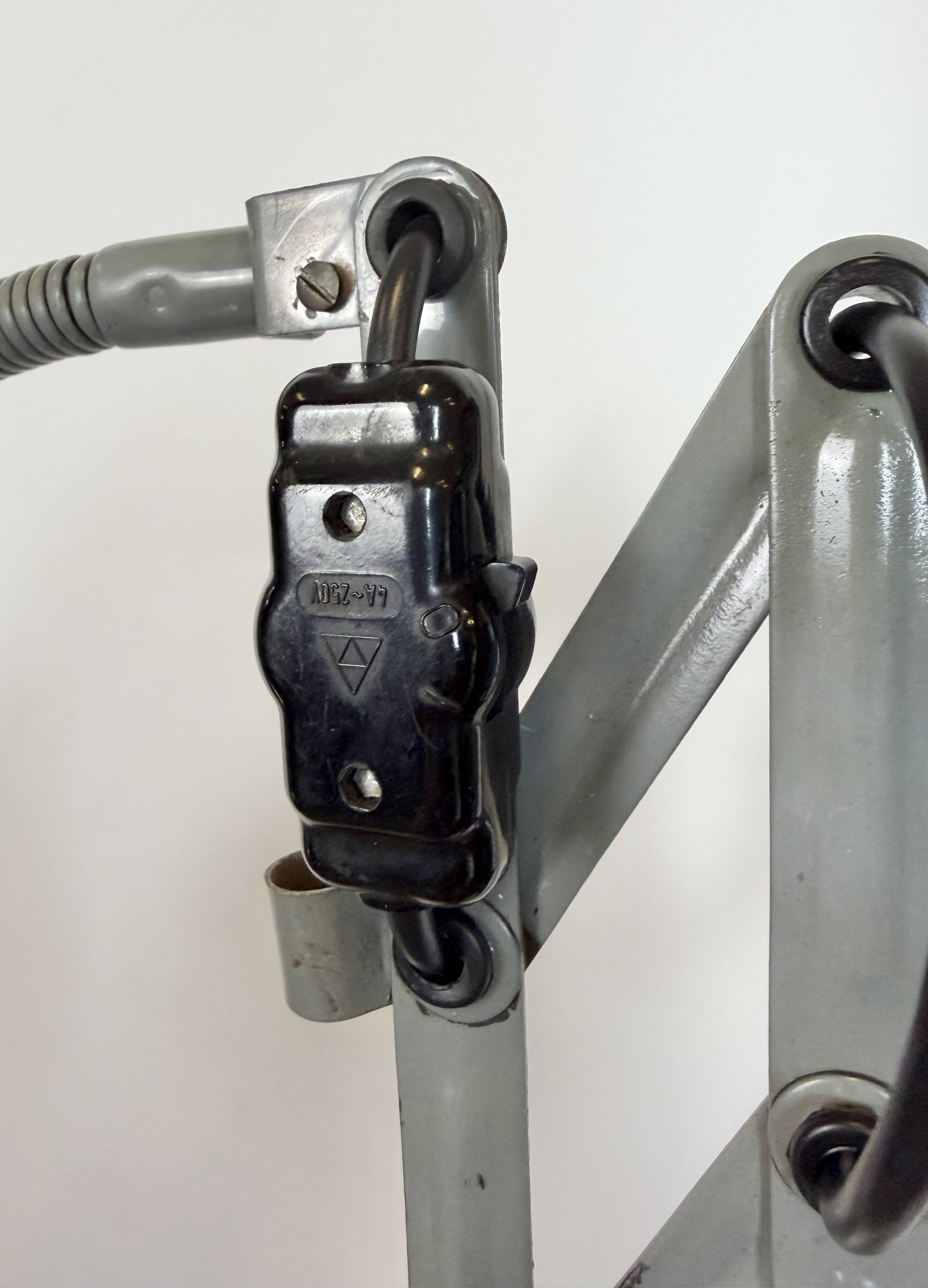Grey Industrial Gooseneck Scissor Wall Lamp from Elektroinstala, 1960s