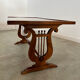 Old rectangular wood coffee table with lyre side posts