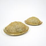 Pair of  Italian brass and glass wall lights, 1980s