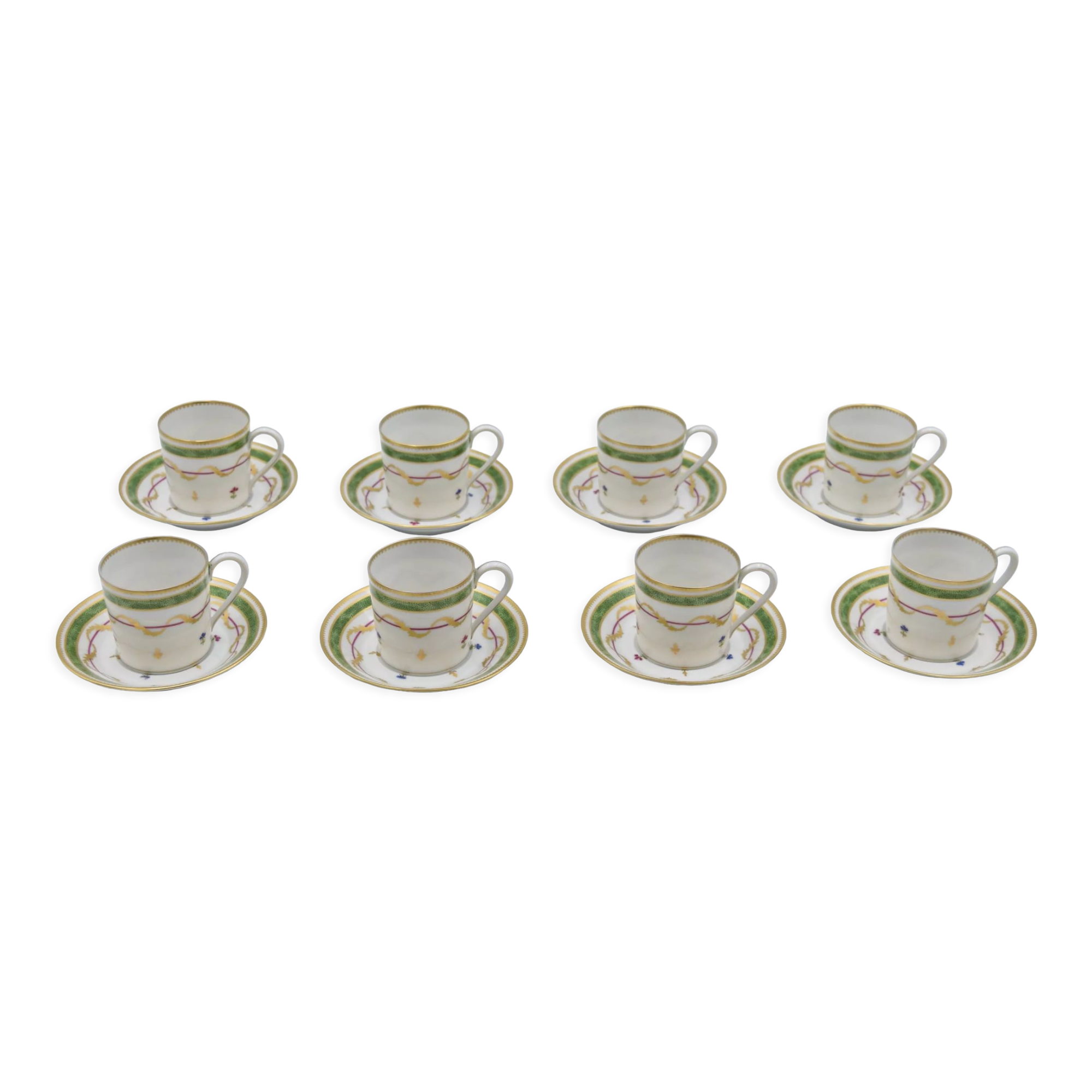 8 porcelain cups and coffee cups from Limoges Haviland Vieux Paris
