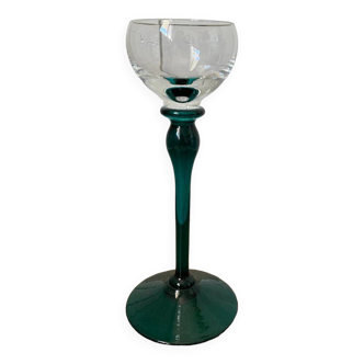 crystal wine glass on green stem