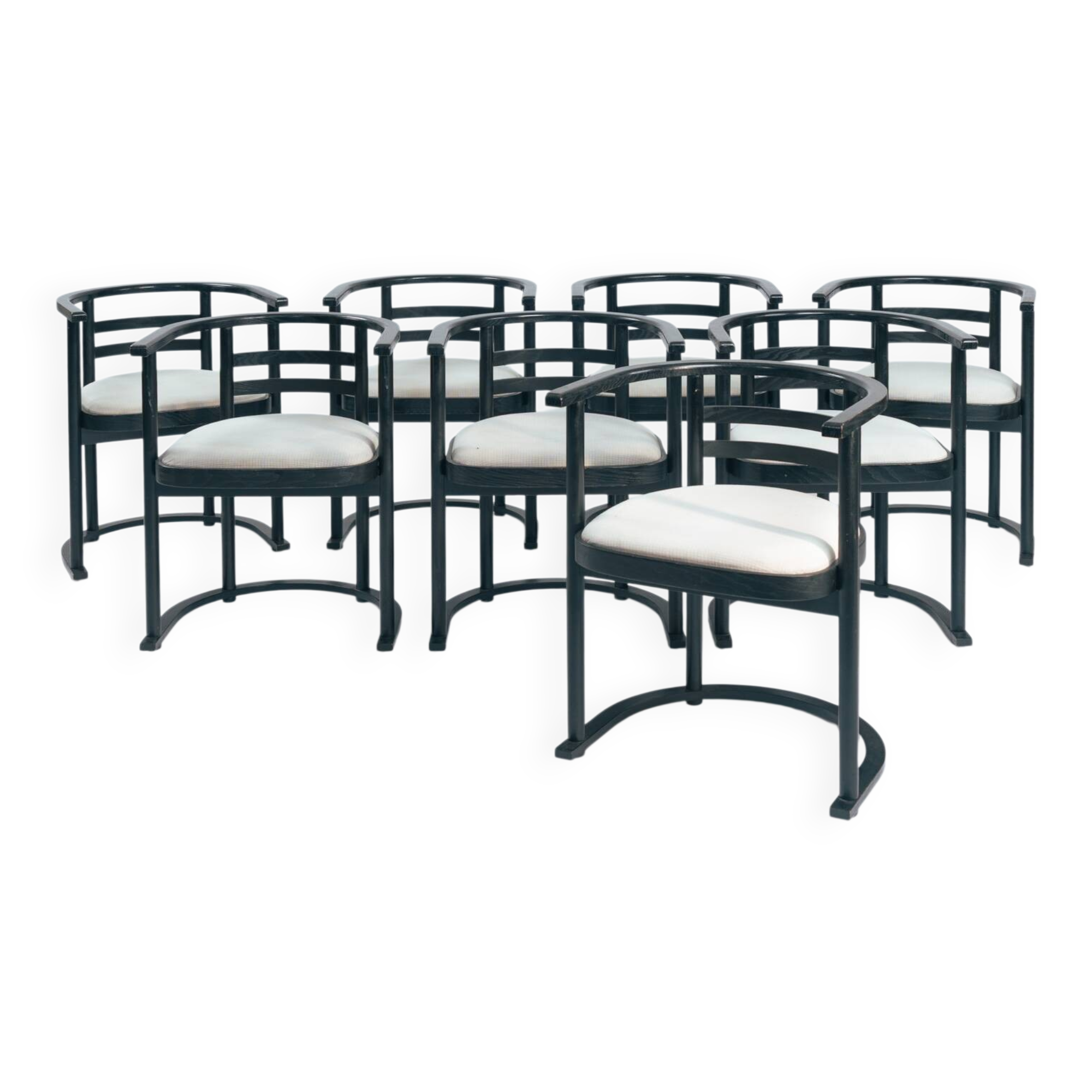 Josef Hoffmann Fledemaus style dining chairs, Bauhaus, set of 8