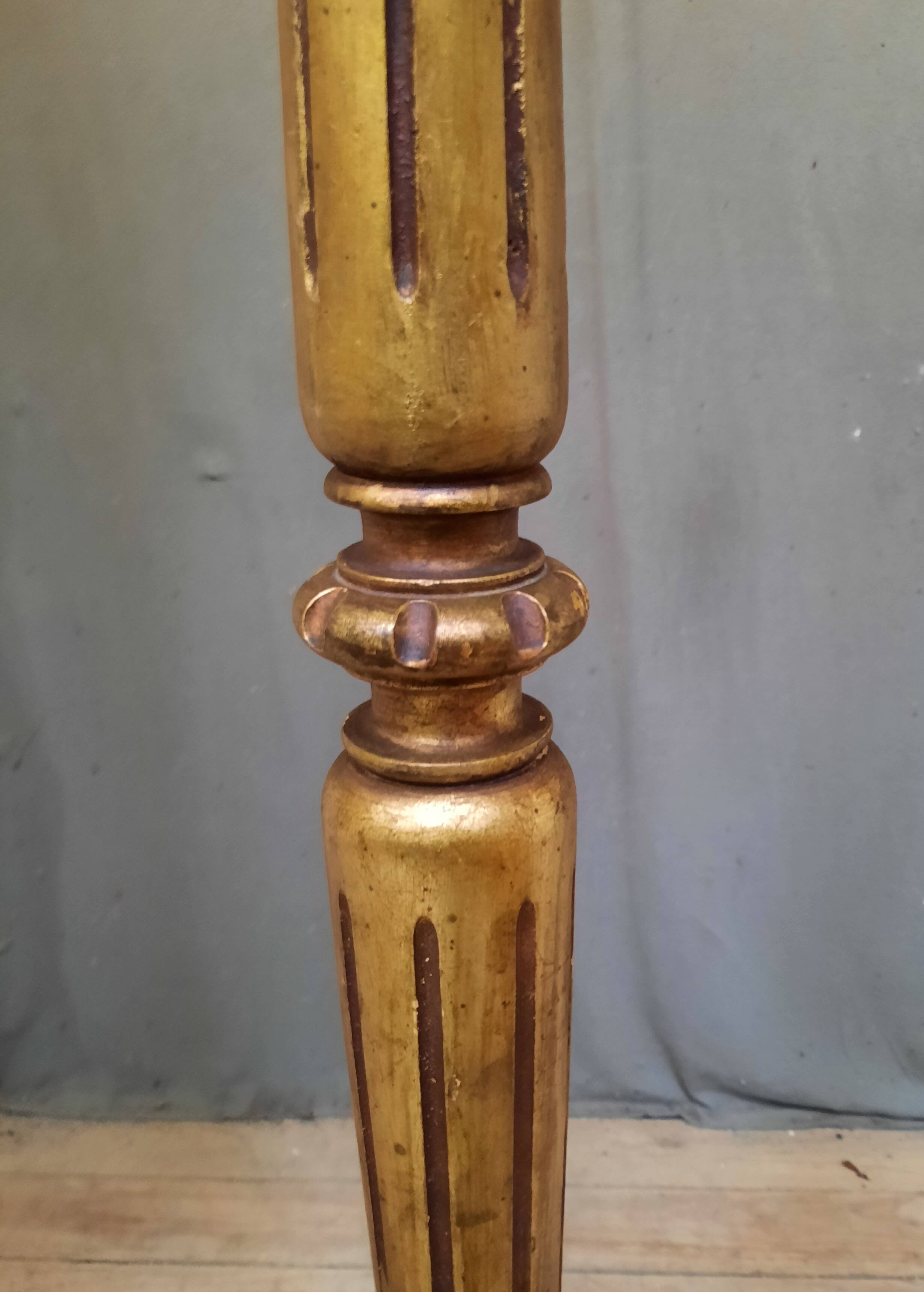 Golden wood floor lamp