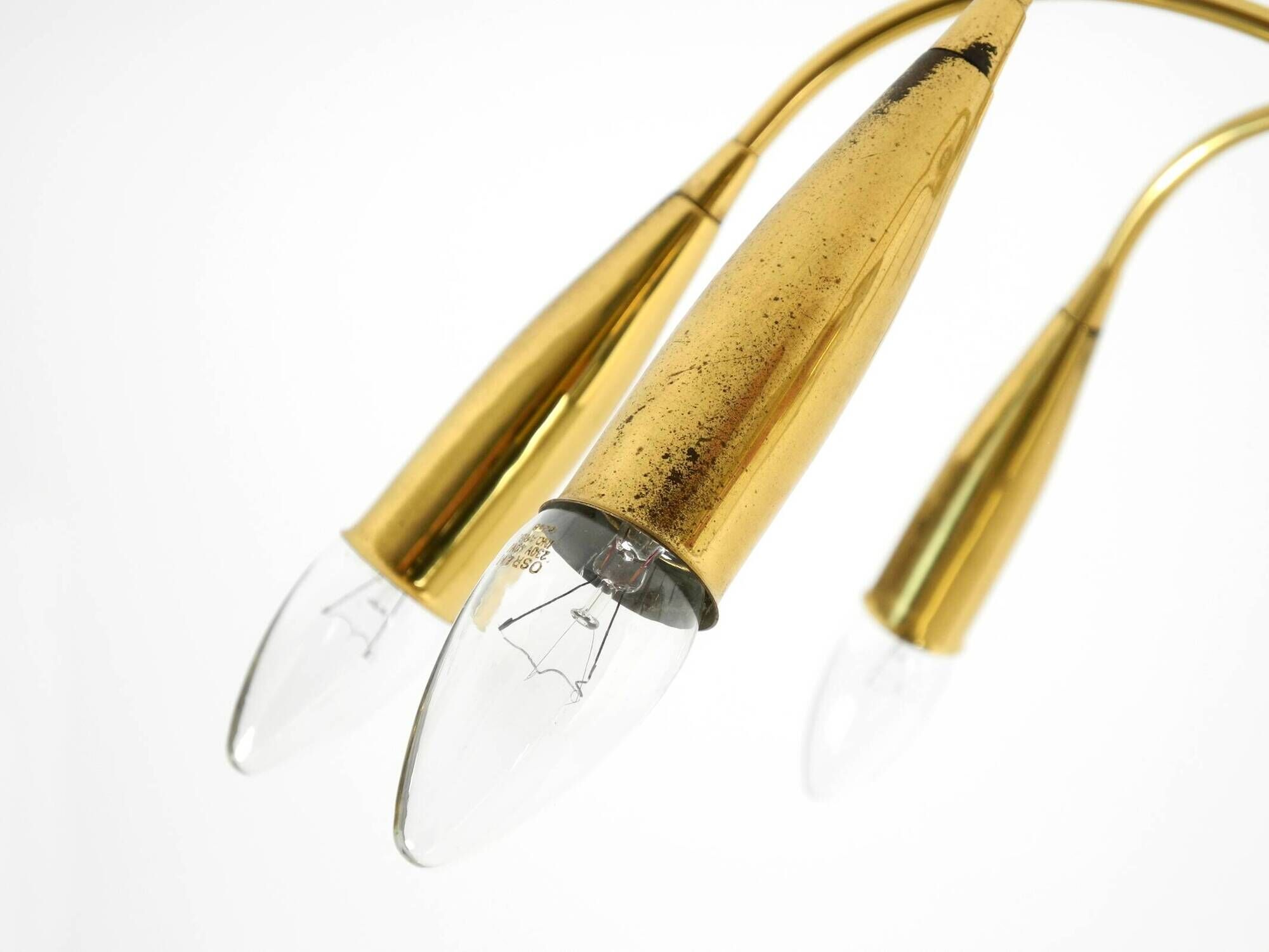Beautiful large 9-arm Mid-Century Modern brass Sputnik ceiling lamp