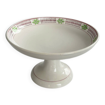 Compotier sur pied Digoin Sarreguemines  Pise, faïence vintage 
