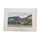 André Duculty (1912-1990) Watercolor on paper "Kaysersberg (Alsace)" Signed lower right