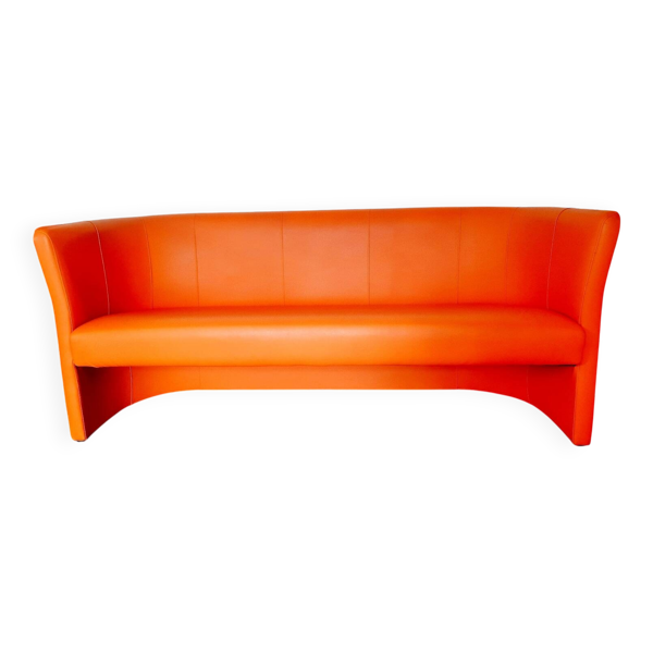 Canapé 3 places, banquette vintage orange Gulf