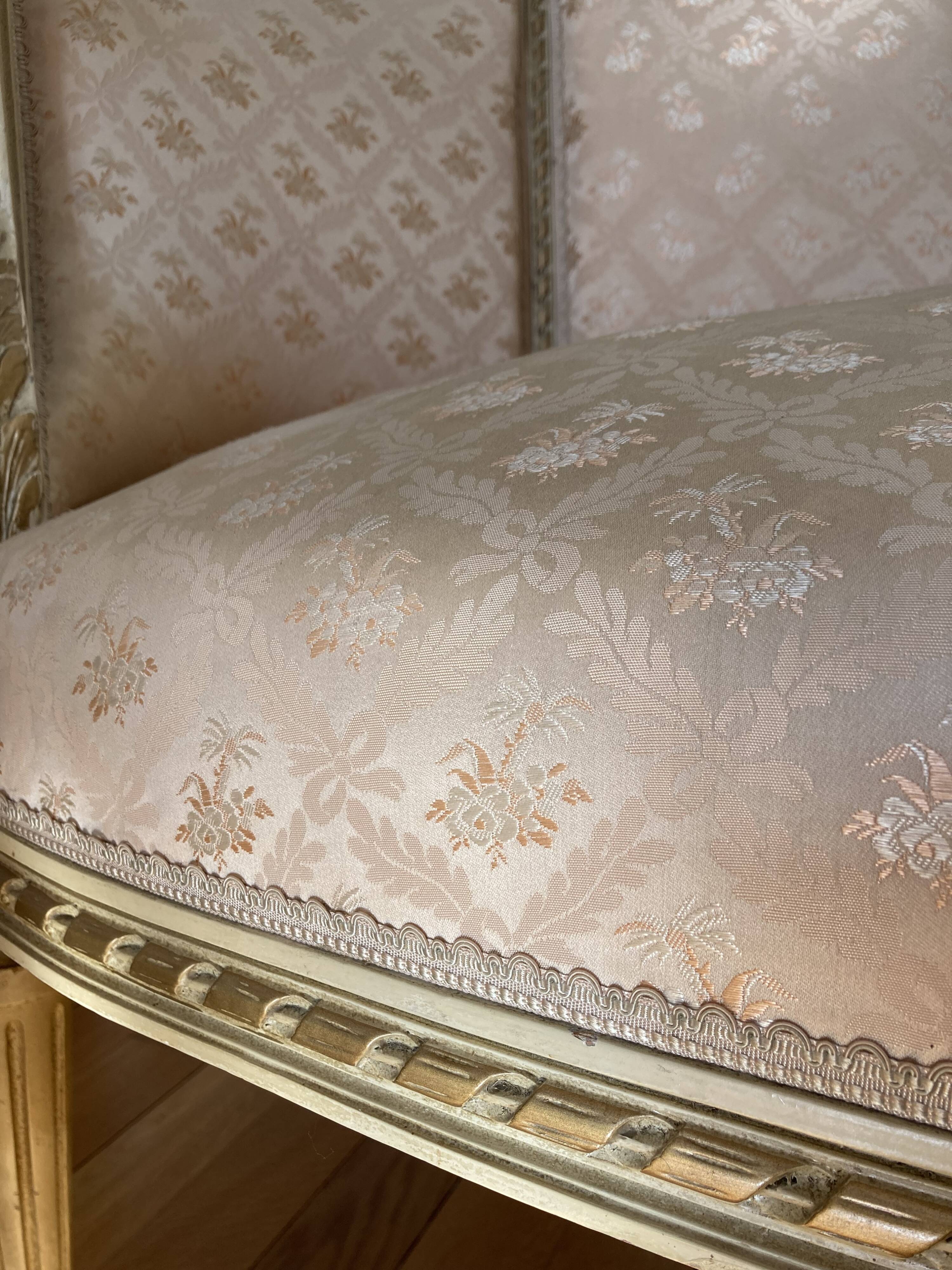 Louis XVI ivory and gold basket bench