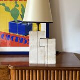 Mid-century modern travertine table lamp, Nucleo Sormani Italy 1960s