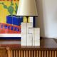 Mid-century modern travertine table lamp, Nucleo Sormani Italy 1960s