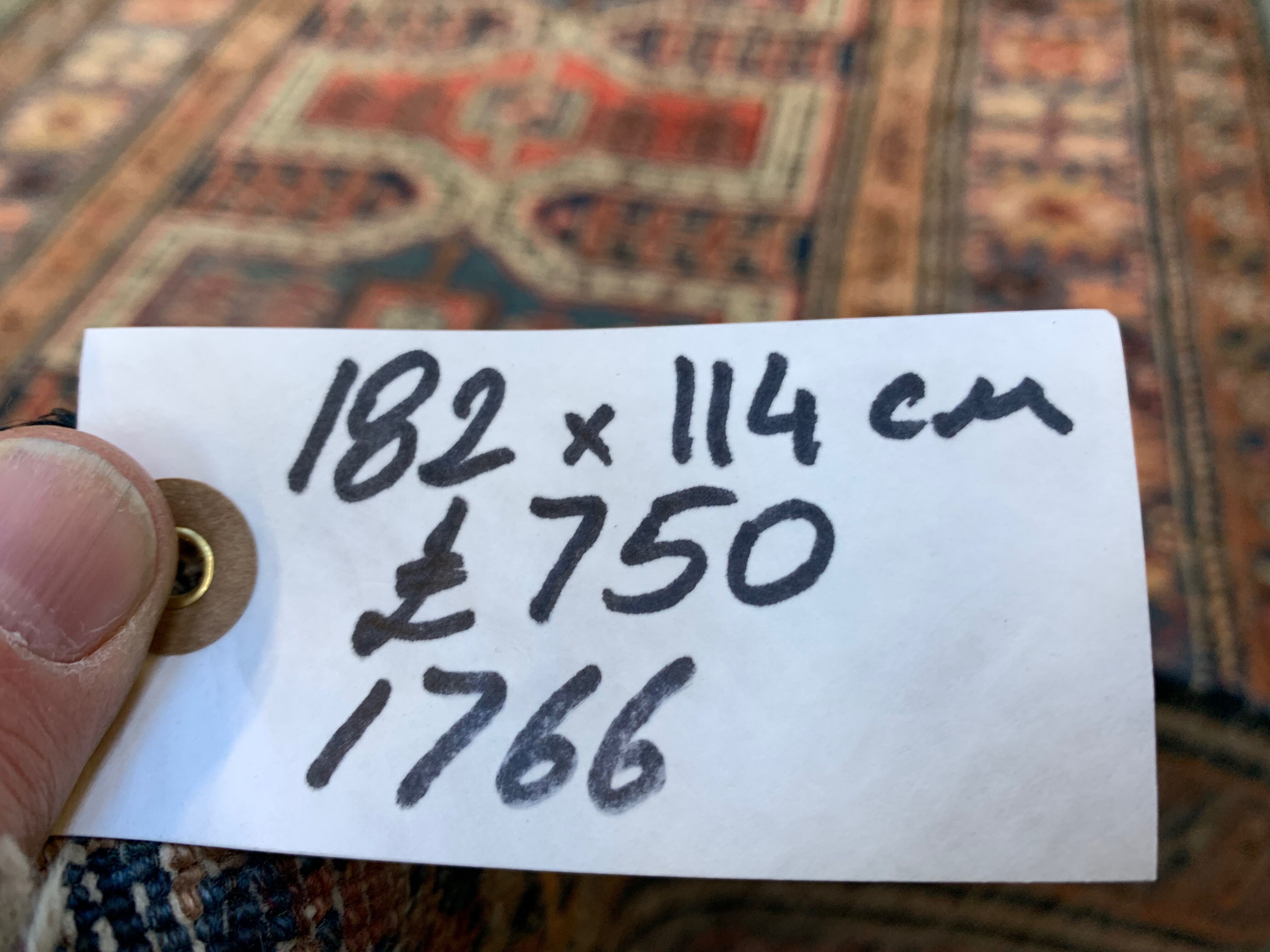 Vintage Karacah Rug 182x114 cm, medium, Tribal oriental Carpet  Red Navy Blue