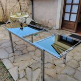 Vintage chrome and glass dining table, Roche Bobois