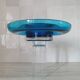Round blue Murano glass bowl by Venini / signed