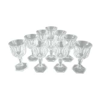 Set of 10 crystal liquor glasses