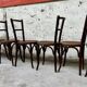 Set of 7 old Baumann bistro chairs in curved wood with round seat