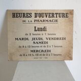 Plaque horaires pharmacie