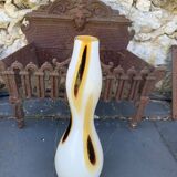 Soliflore vase in beige opaline and brown design and vintage