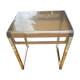 Table d'appoint en métal et plexiglas fumé vintage 70