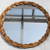 Round mirror in braided wicker 45cm