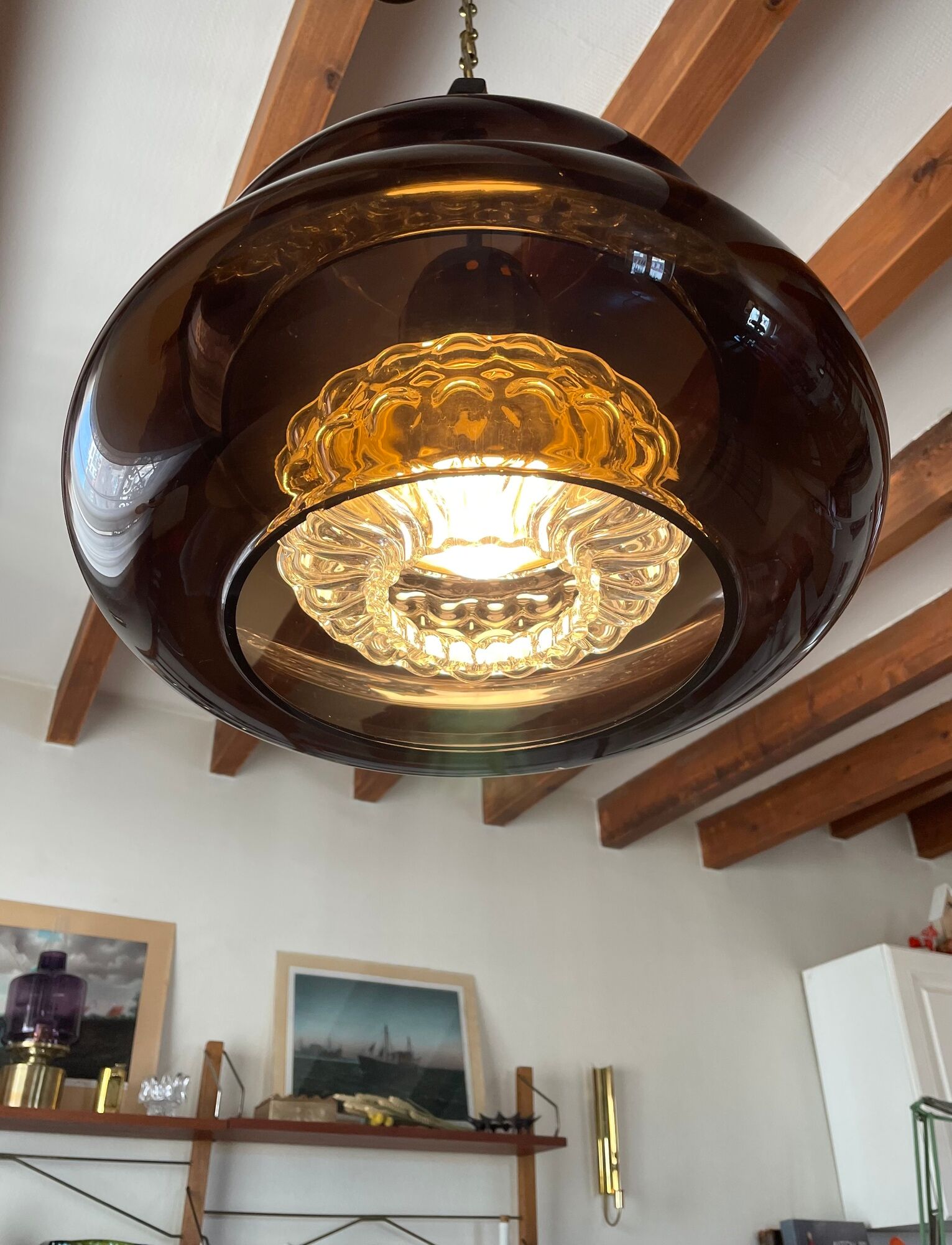 Vintage scandinavian pendant lamp "bubblan" design carl fagerlund ,orrefors, sweden