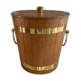 Scandinavian teak and vintage brass ice bucket