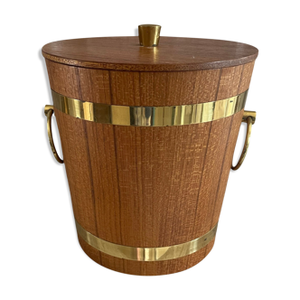 Scandinavian teak and vintage brass ice bucket